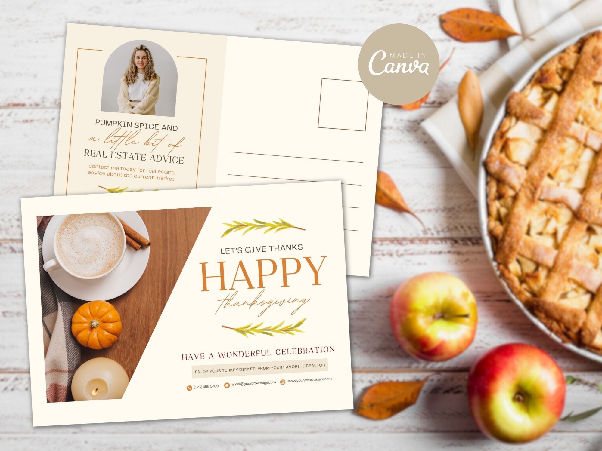 Real Estate Thanksgiving Postcard Vol 01 - Beautifully crafted postcard for expressing gratitude and conveying warm wishes during the Thanksgiving holiday season