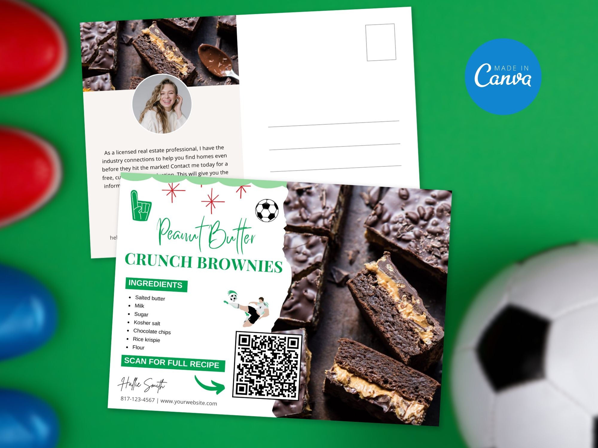 Football Season Real Estate Recipe Postcards - Themed postcards with delicious recipes and real estate tips.