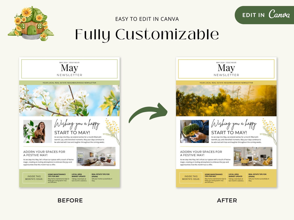 Minimal May Newsletter 2024 - Clean and modern real estate newsletter template for impactful communication.