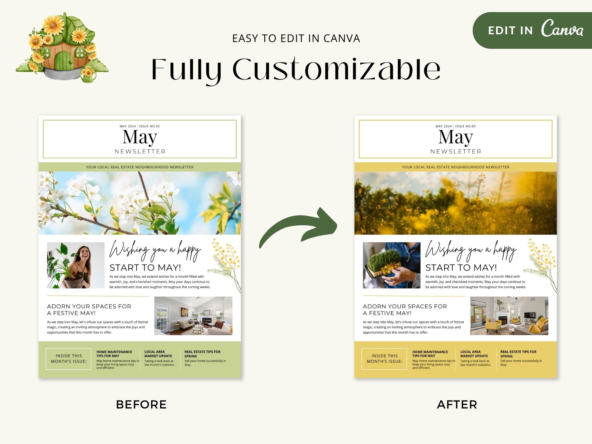 Minimal May Newsletter 2024 - Clean and modern real estate newsletter template for impactful communication.