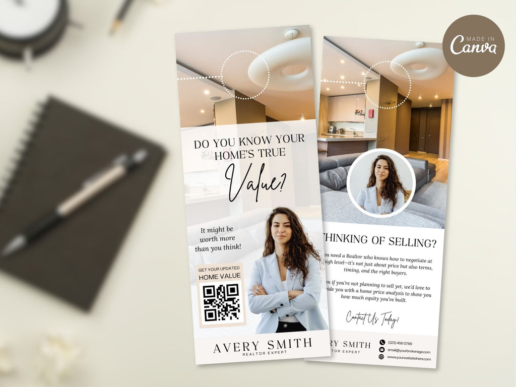 Real estate CMA door hanger offering free home value estimate