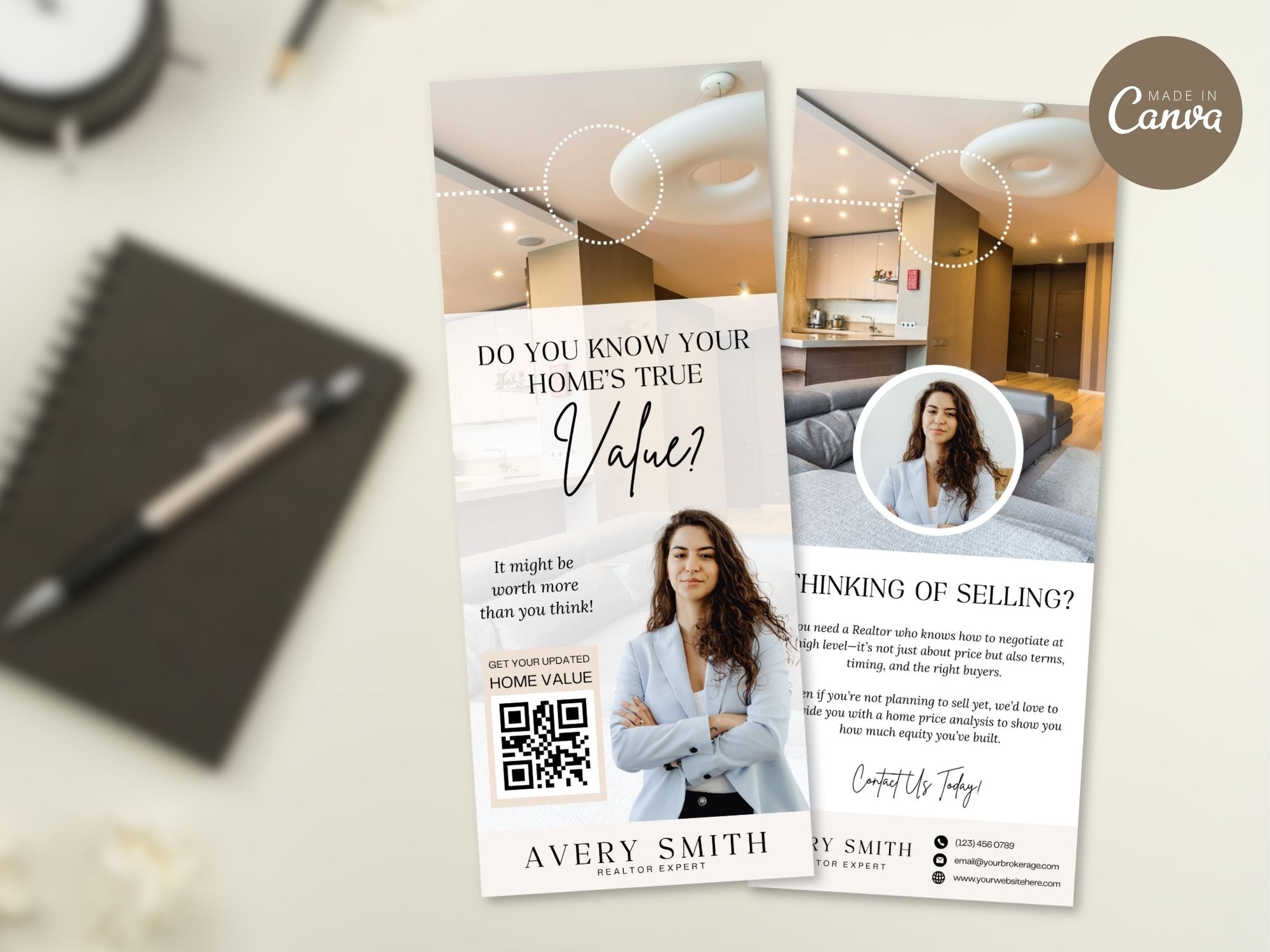 Real estate CMA door hanger offering free home value estimate