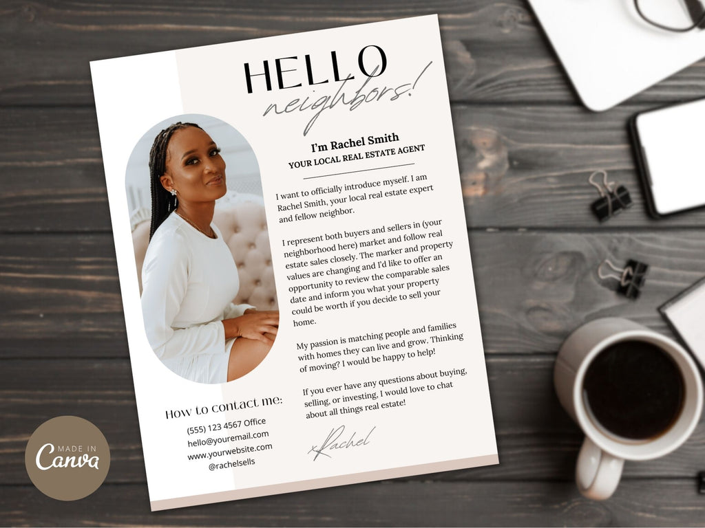 Hello Neighbors Real Estate Letter Vol 01 - Personalized letter crafted for community rapport building, showcasing real estate expertise and nurturing relationships within the neighborhood.