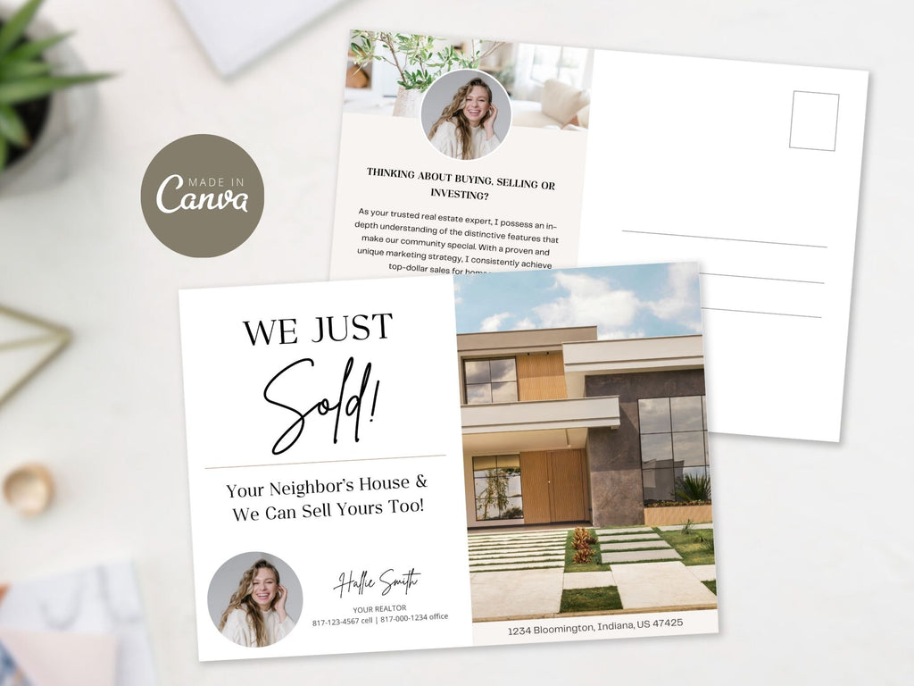 Just Sold Real Estate Postcard Vol 01 - Sleek and professional postcard template for announcing recent real estate sales.