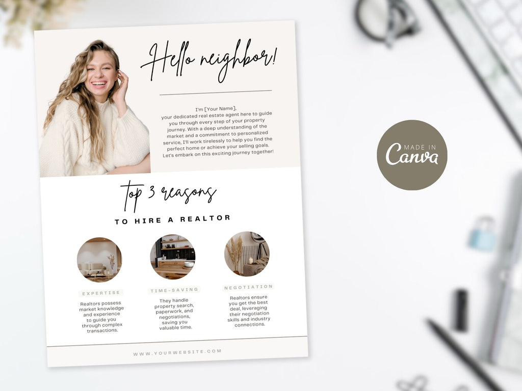 Work With Realtor Bundle - Essential marketing tools for realtors including postcard, flyer, and textable.