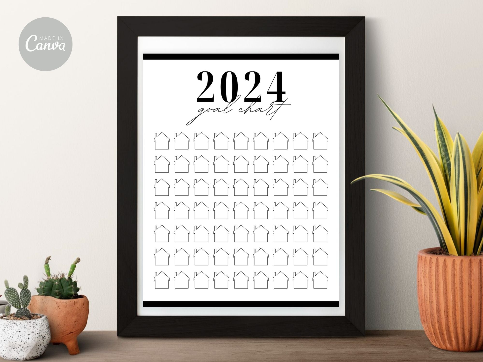 Real Estate Black 2024 Realtor Goal Chart - Sleek and modern chart for goal setting and tracking in a sophisticated black theme, providing a motivational and stylish tool for achieving real estate milestones.
