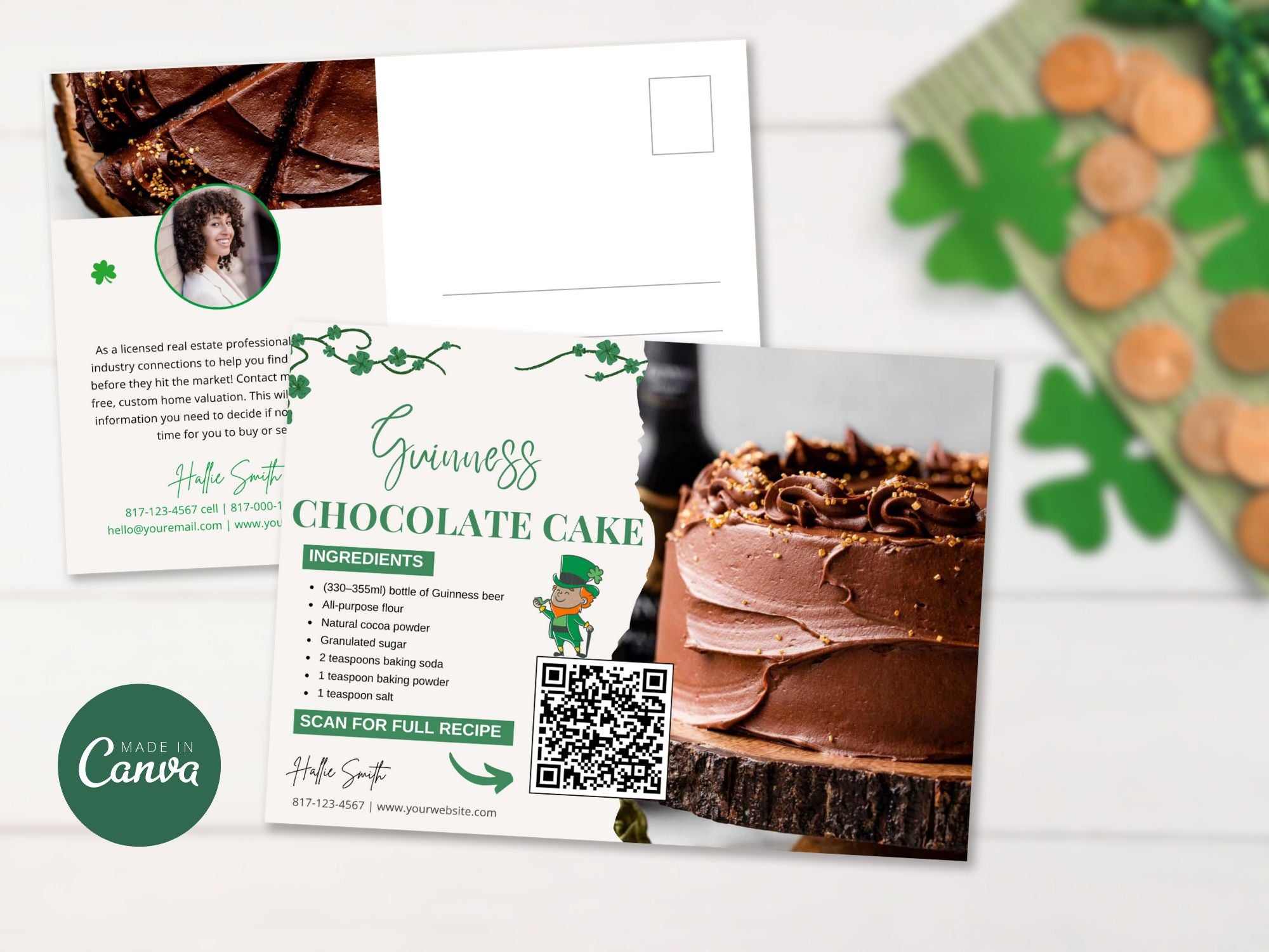 St. Patrick's Recipe Postcard Bundle - Charming and professionally designed postcards featuring delightful St. Patrick's Day recipes.