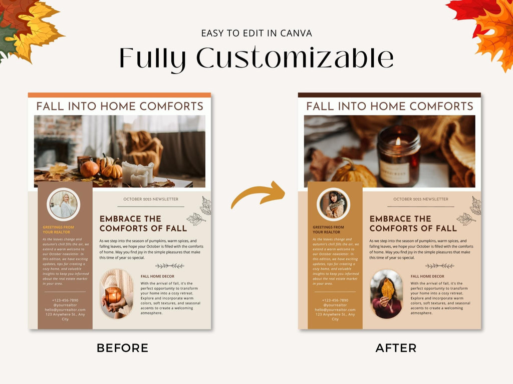 Real Estate Modern Newsletter 2023 - Sleek and modern newsletter template for delivering important updates, expressing seasonal greetings, and maintaining a professional connection with your real estate audience during the month of October.