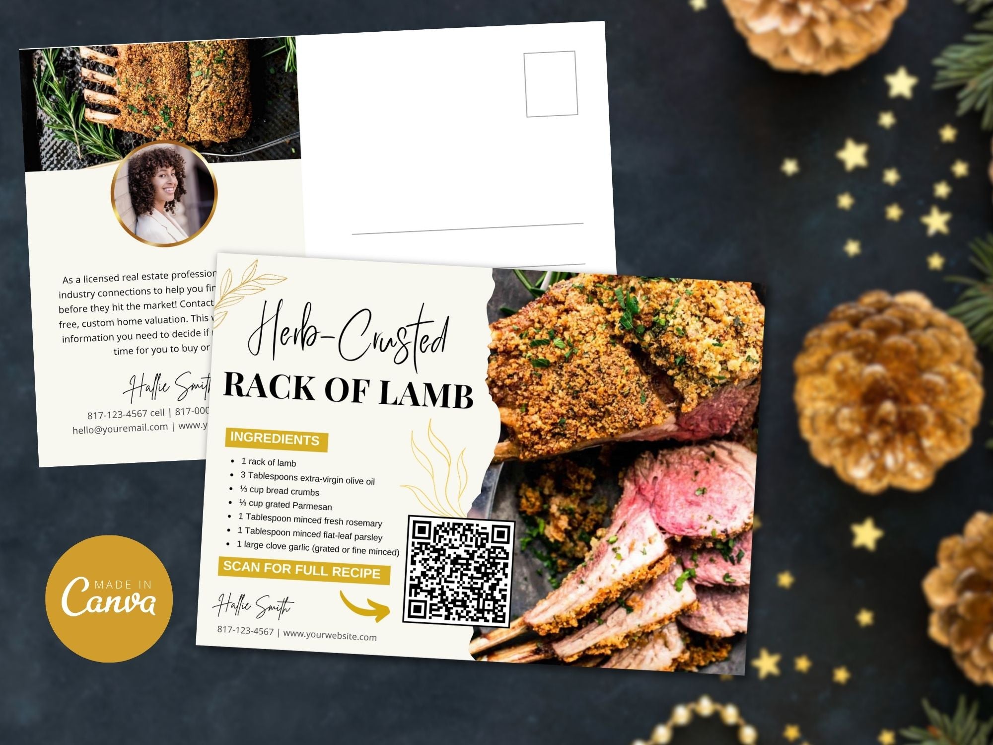 Real Estate New Year Recipe Postcard Bundle: Spreading Culinary Inspiration and Warm New Year Greetings to Clients and Prospects