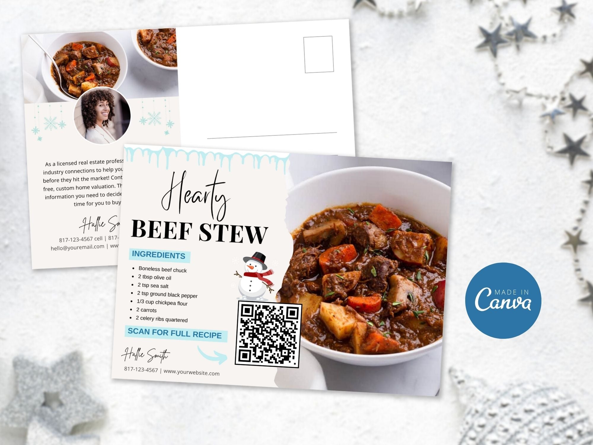 Real Estate Winter Recipe Postcard Bundle: Sharing Seasonal Warmth and Culinary Delights with Clients and Prospects