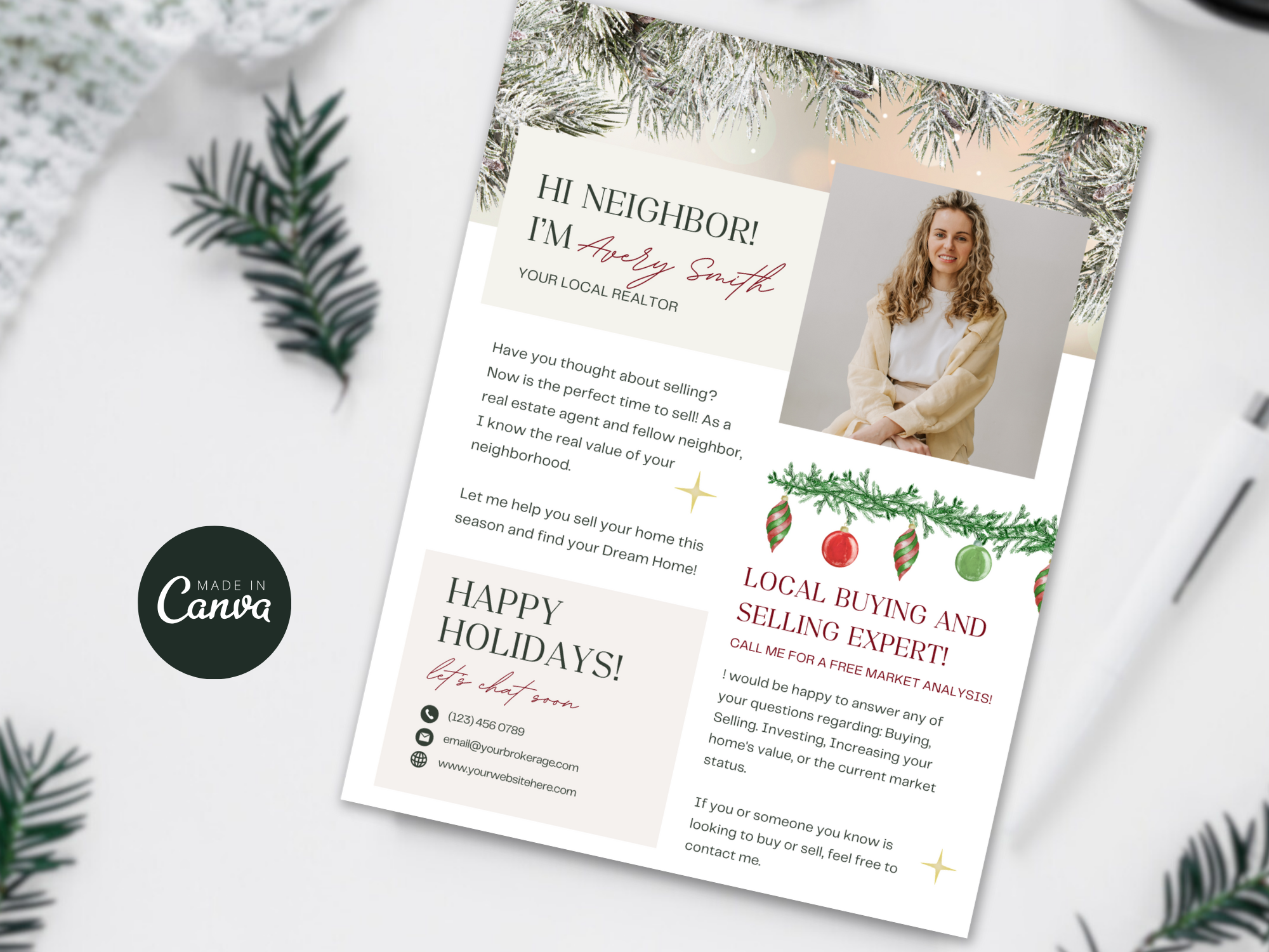 Real Estate Christmas Hello Neighbor Flyer - Expressing Warm Holiday Greetings to Neighbors and Clients