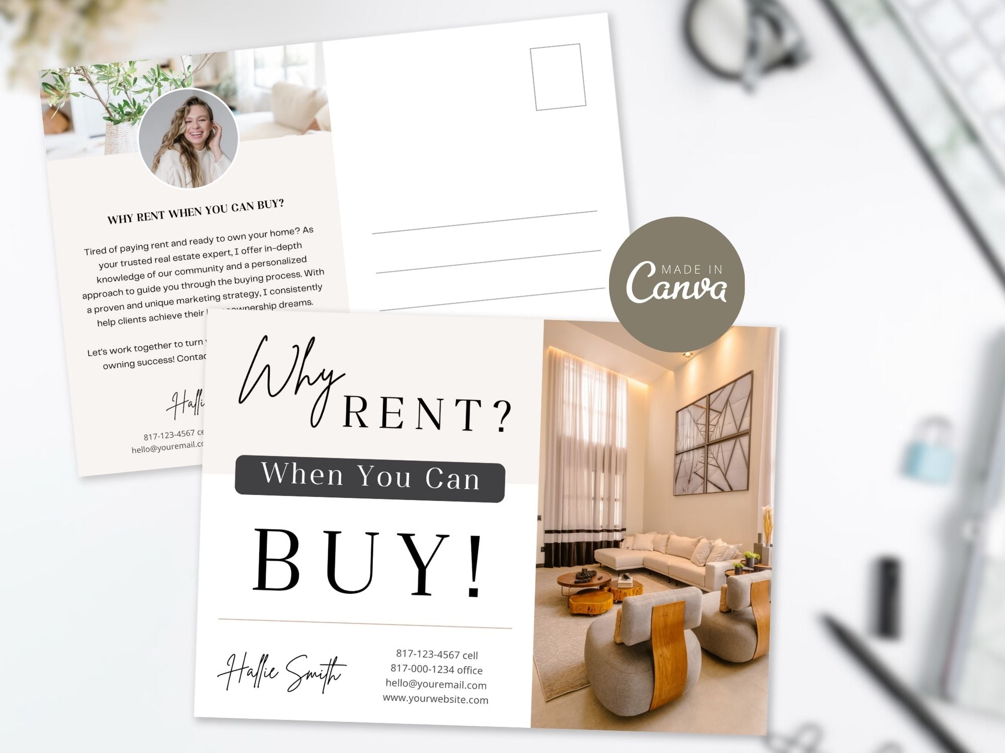 Rent Vs Own Postcard Vol 01- Showcasing the advantages of homeownership.