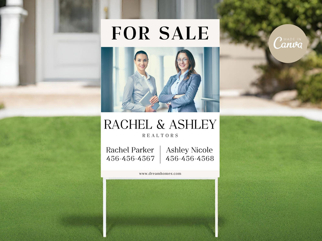 Beige Multiple Agent Yard Signs (18 x 24)- Durable and elegant yard signs for showcasing  multiple agents.