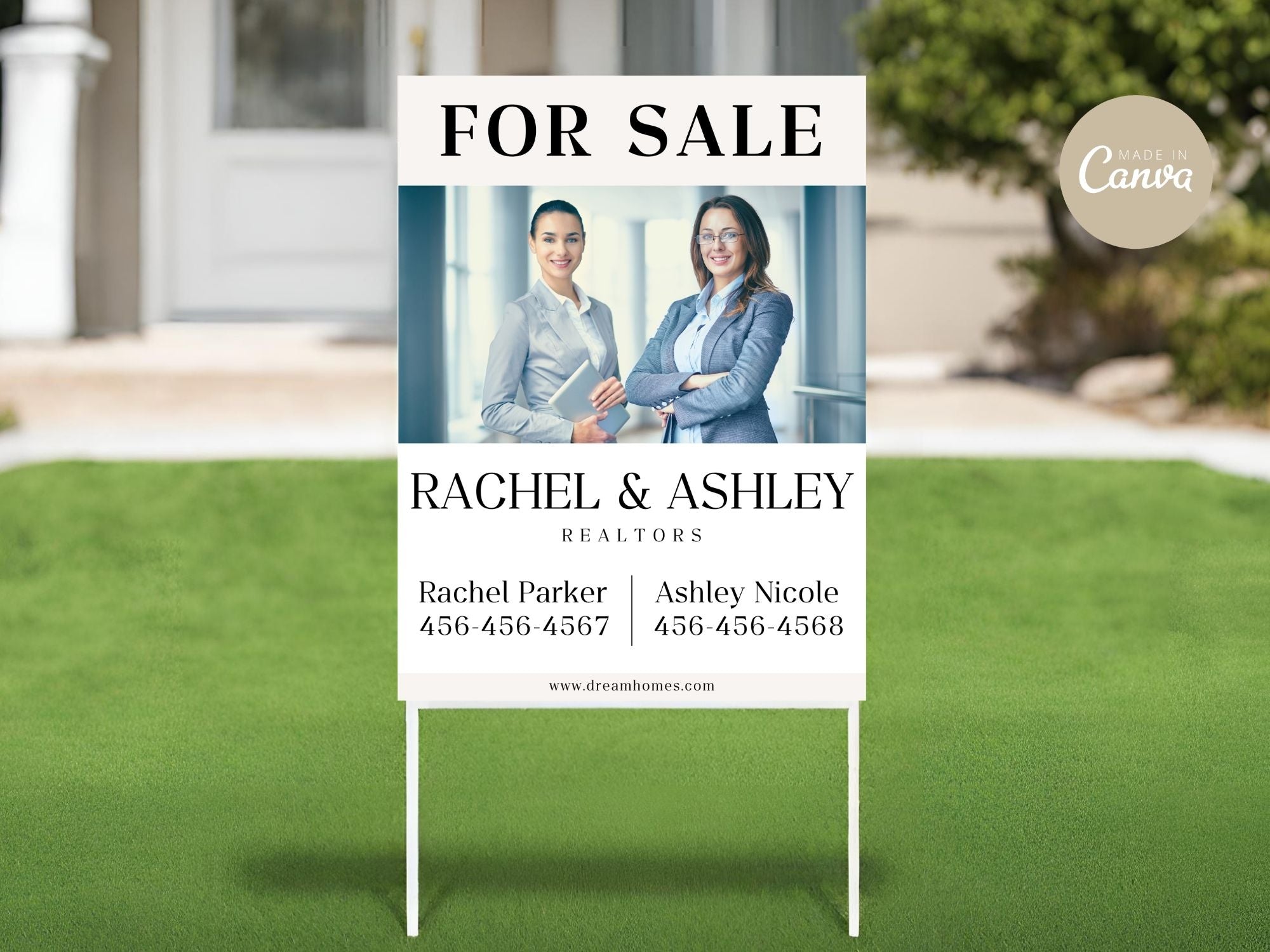 Beige Multiple Agent Yard Signs (18 x 24)- Durable and elegant yard signs for showcasing  multiple agents.