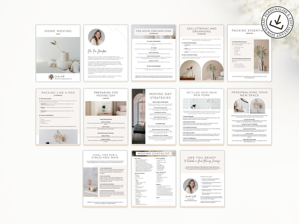 Minimal Moving Guide offering realtors a simple, organized resource to help clients navigate the moving process smoothly.