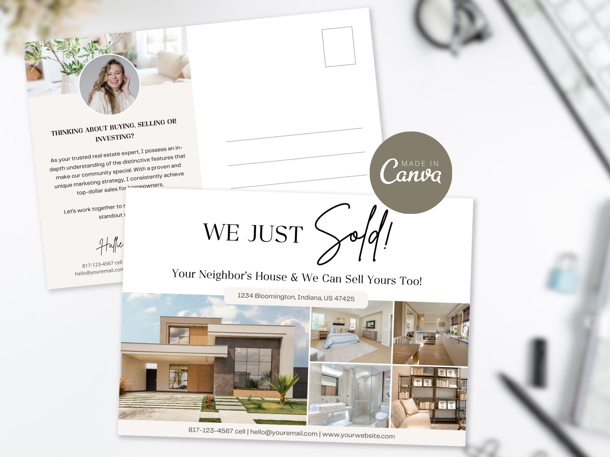 Just Sold Real Estate Postcard Vol 01 - Sleek and professional postcard template for announcing recent real estate sales.