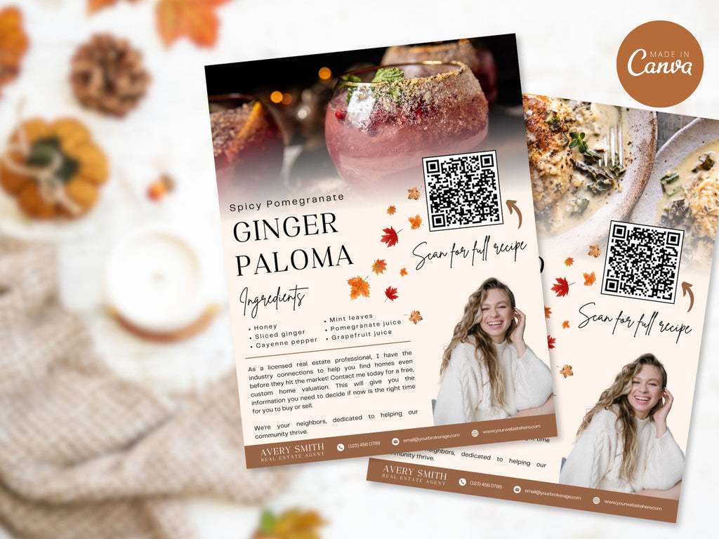 Fall Recipe Flyers Vol 02 featuring autumn-themed recipes for realtors to engage clients and promote real estate services.