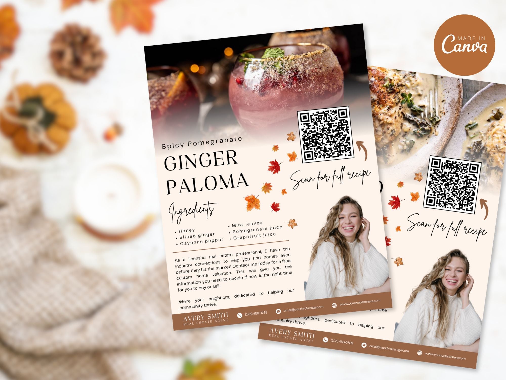 Fall Recipe Flyers Vol 02 featuring autumn-themed recipes for realtors to engage clients and promote real estate services.