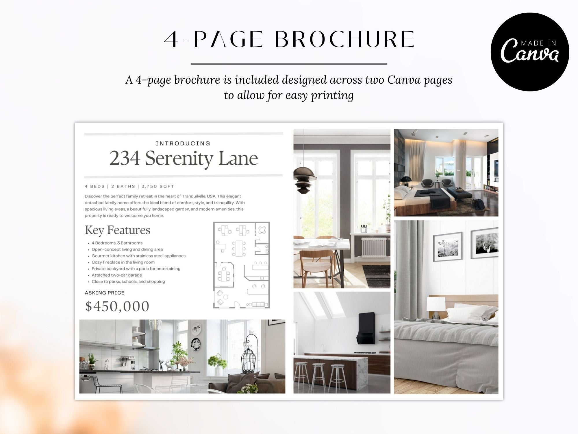 Real Estate Luxury Property Brochure - Exquisite design showcasing premium property details, captivating potential buyers with sophisticated visuals in luxury real estate marketing.