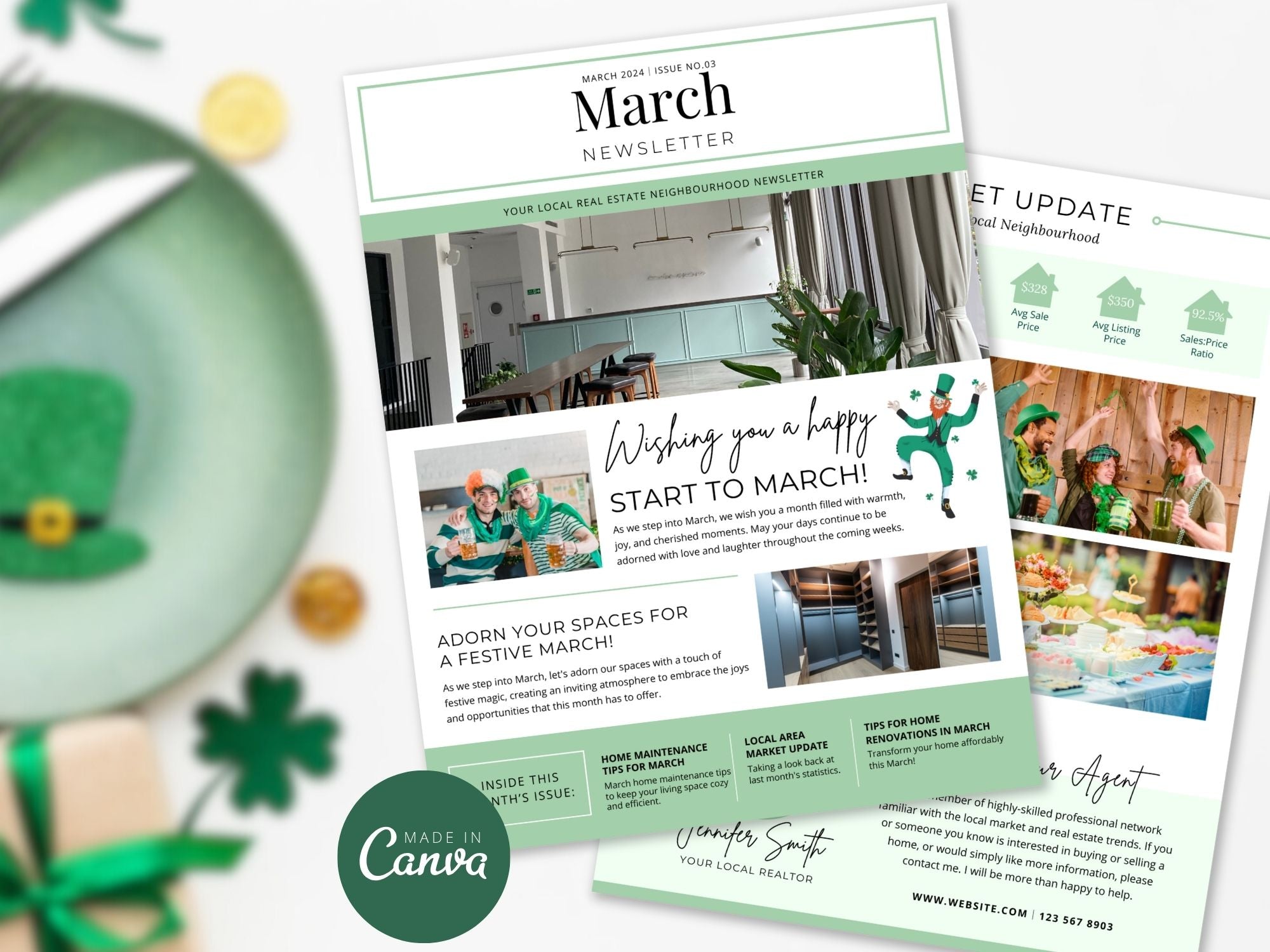 Minimal March Newsletter 2024 - Professionally designed real estate newsletter template with a clean and modern aesthetic.