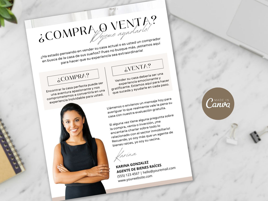 Spanish Buying or Selling Real Estate Letter Vol. 02 - Instill confidence when buying or selling properties with a personalized introduction, clear guidance, and professional real estate services