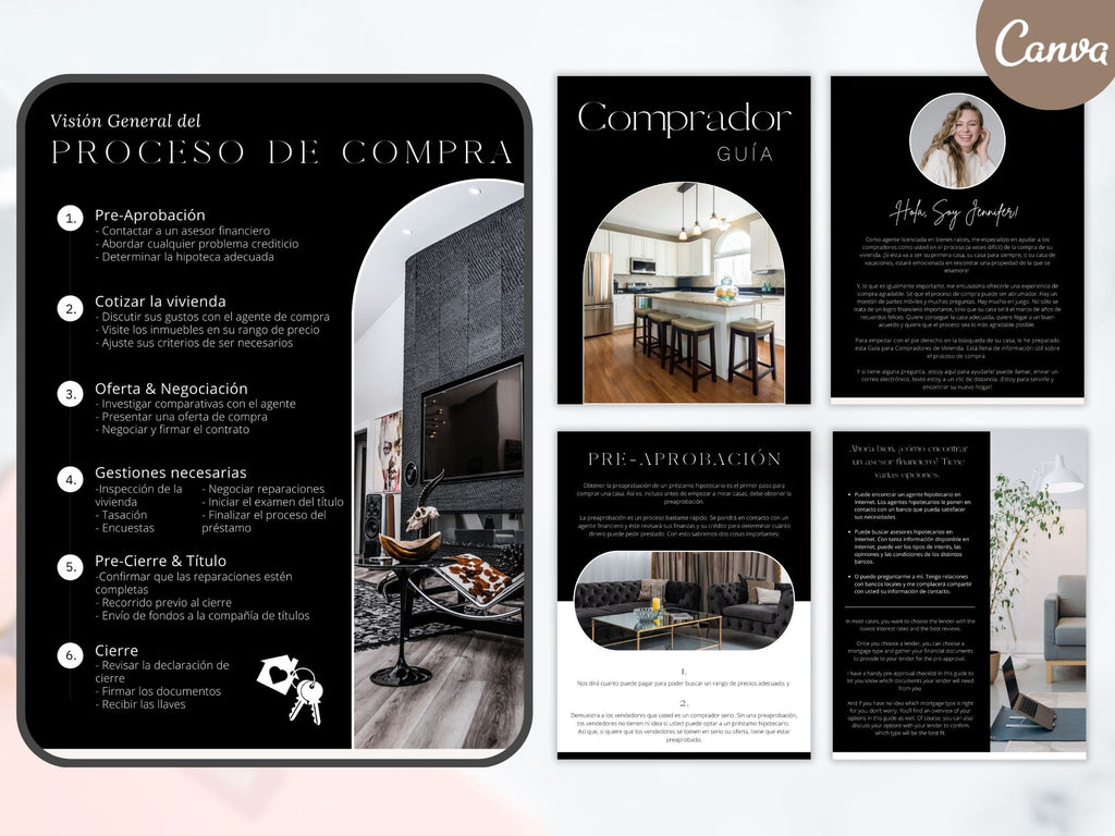 Spanish Black Buyer and Seller Guides Vol 01- Sleek guides for Spanish-speaking real estate  clients.