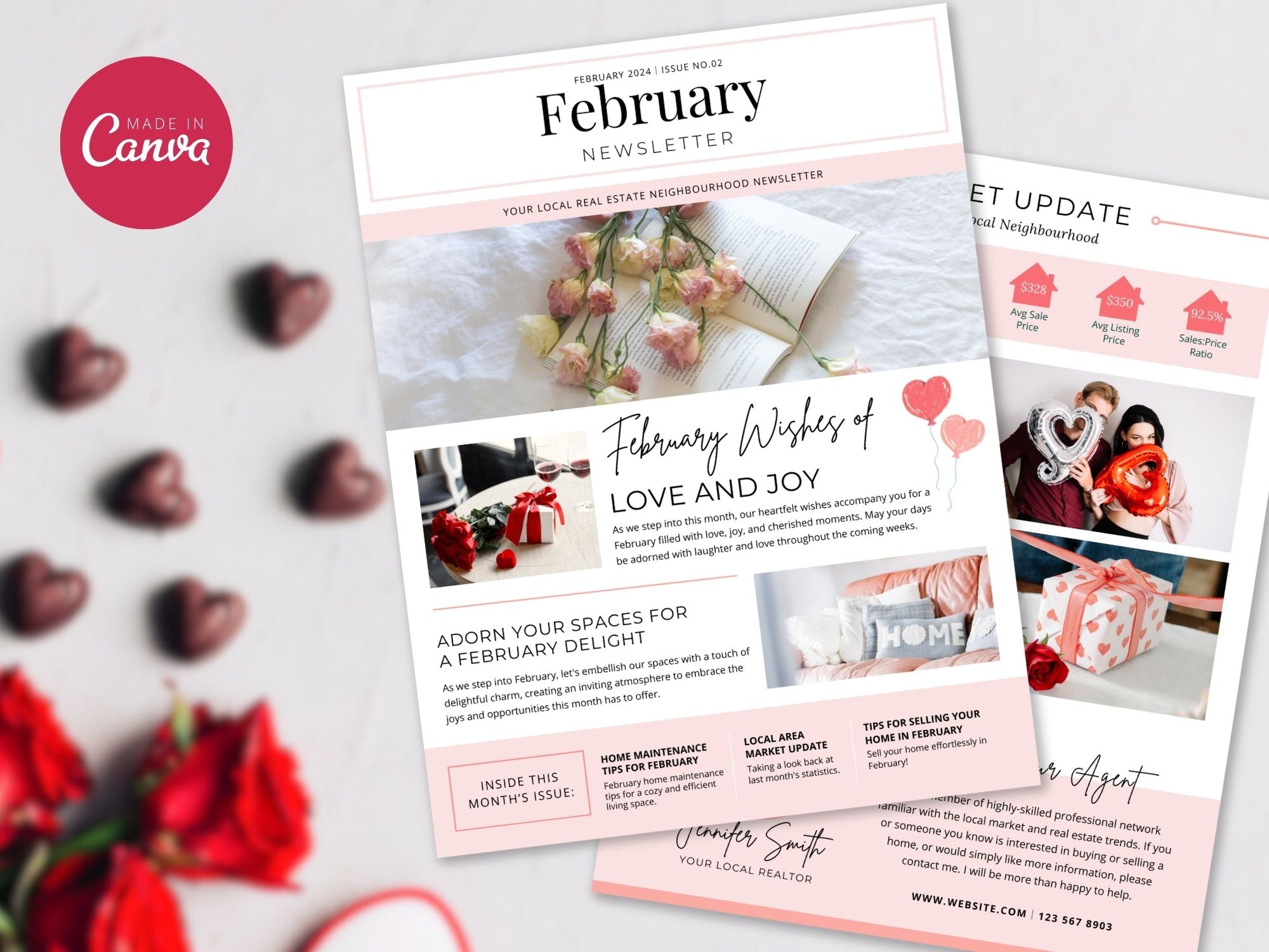 Minimal February Newsletter 2024 - Professionally designed real estate newsletter template with a clean and modern aesthetic.