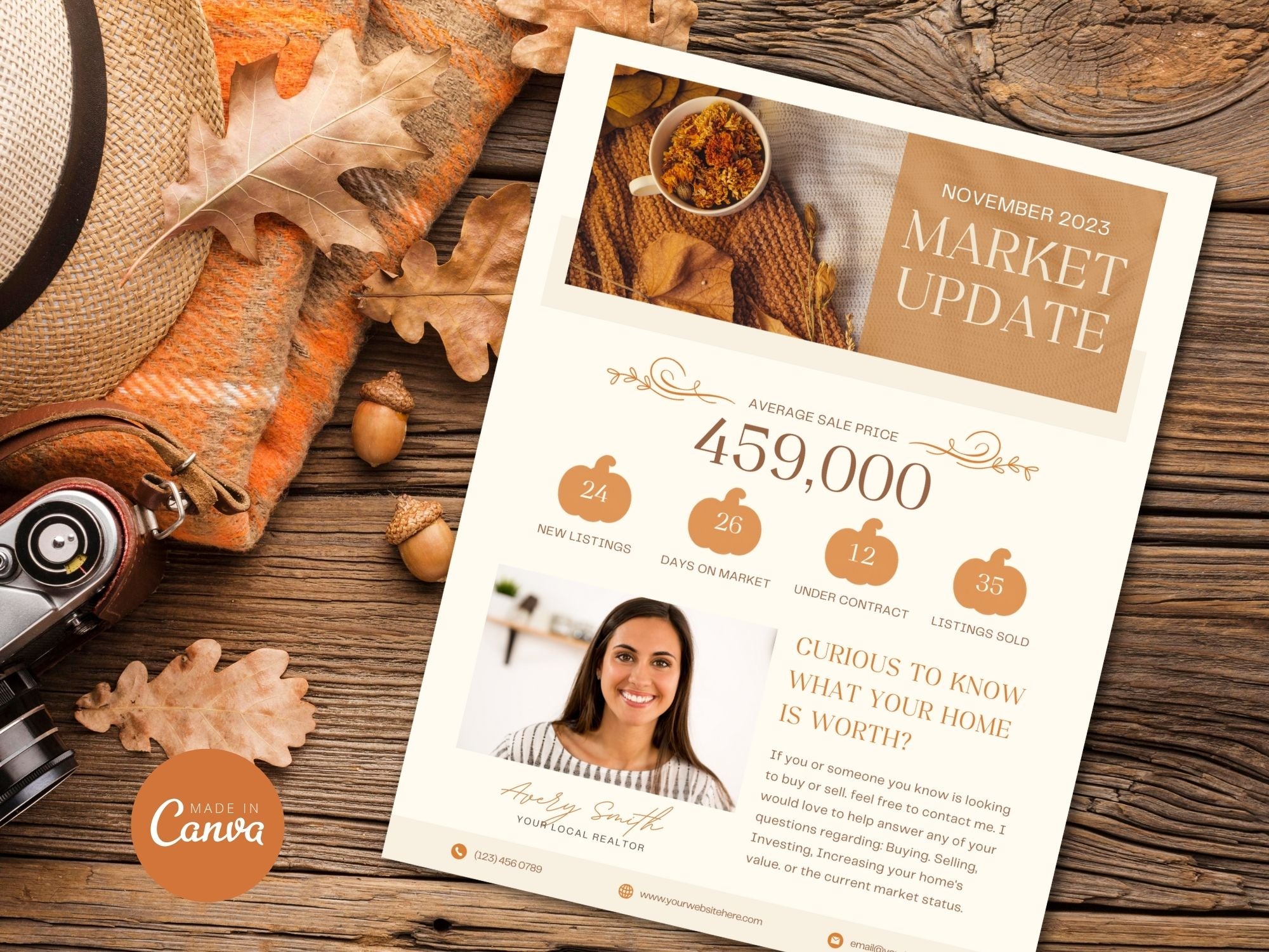 Real Estate Fall Market Update Flyer - Visually appealing flyer providing essential fall market insights for effective communication with clients and prospects.