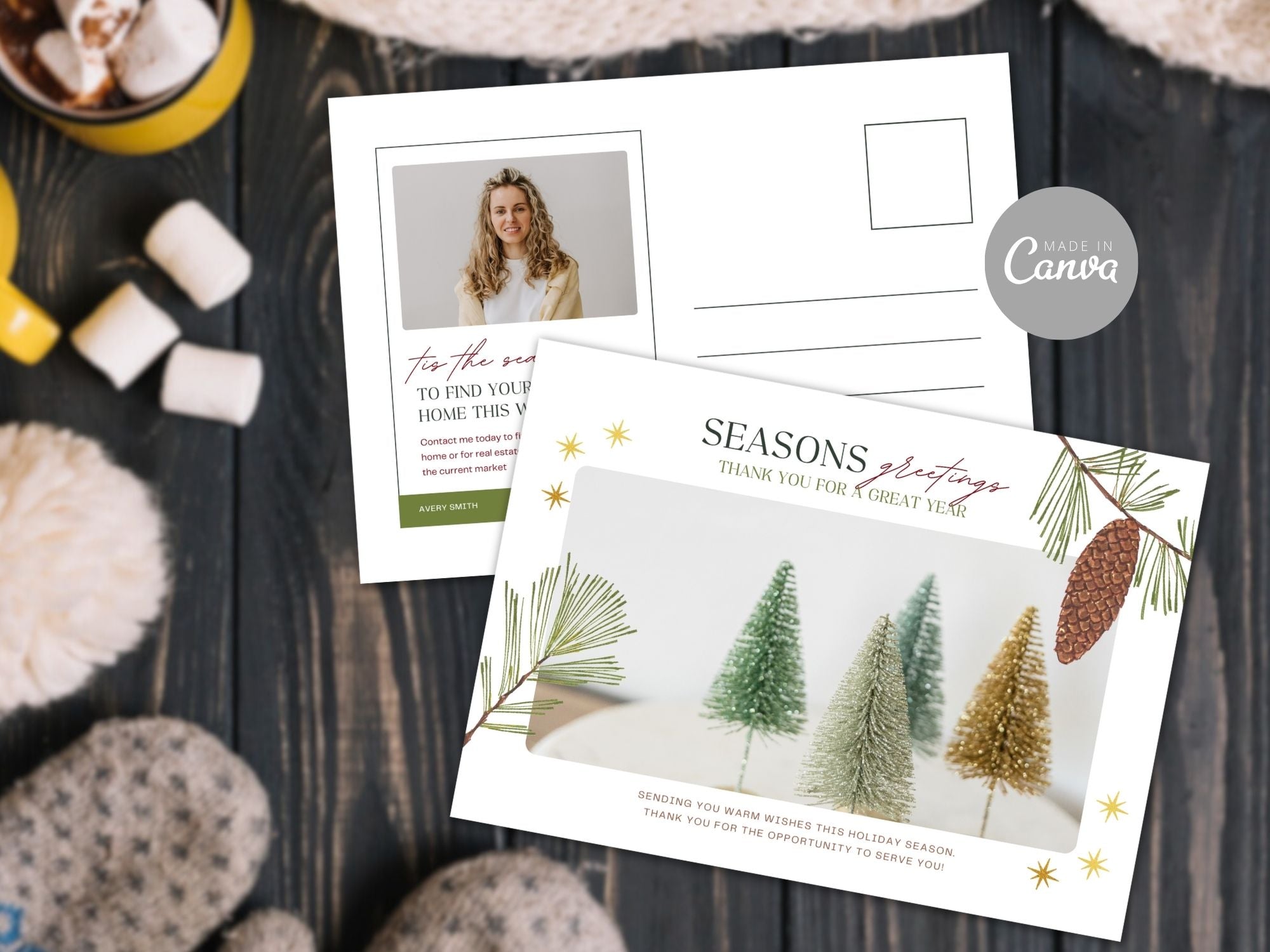 Real Estate Season Greetings Christmas Postcard - Festive Client Communication for the Holiday Season