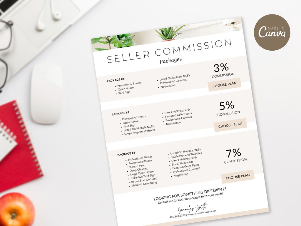 Seller Commission Flyer - Professional flyer highlighting competitive seller commission rates for real estate marketing.
