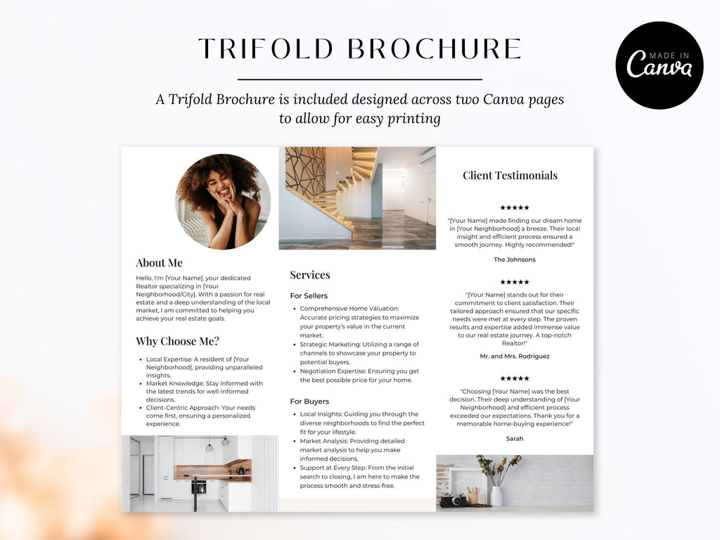 Your Neighborhood Realtor Brochure - Beige - Professionally designed real estate brochure introducing personalized services in the neighborhood.