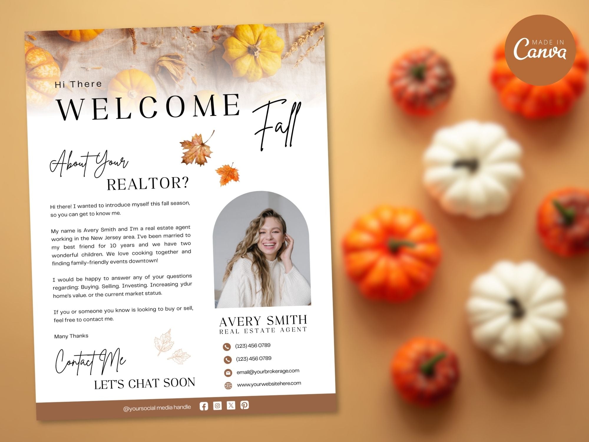 Fall Real Estate Letters Vol 02 with autumn-themed designs for seasonal client outreach.