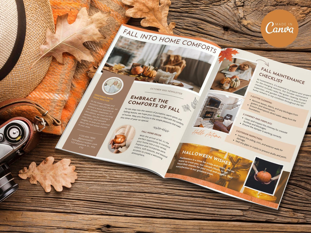 Real Estate Modern Newsletter 2023 - Sleek and modern newsletter template for delivering important updates, expressing seasonal greetings, and maintaining a professional connection with your real estate audience during the month of October.