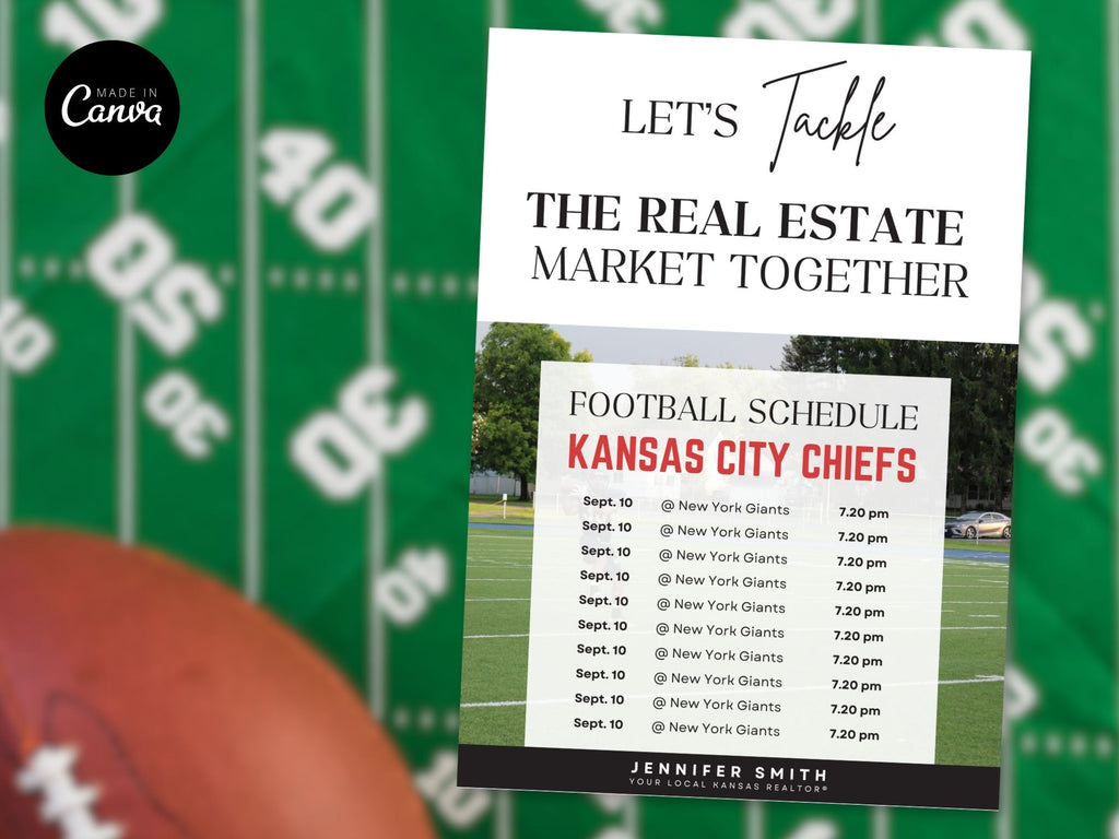 Football Schedule Postcard Vol 02 featuring a vibrant design for real estate professionals to
engage clients during football season.