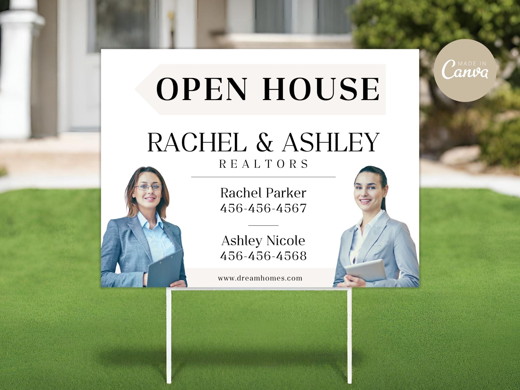  Beige Multiple Agents Open House Sign (18 x 24)- Stylish and sturdy sign for promoting open  houses with multiple agents.