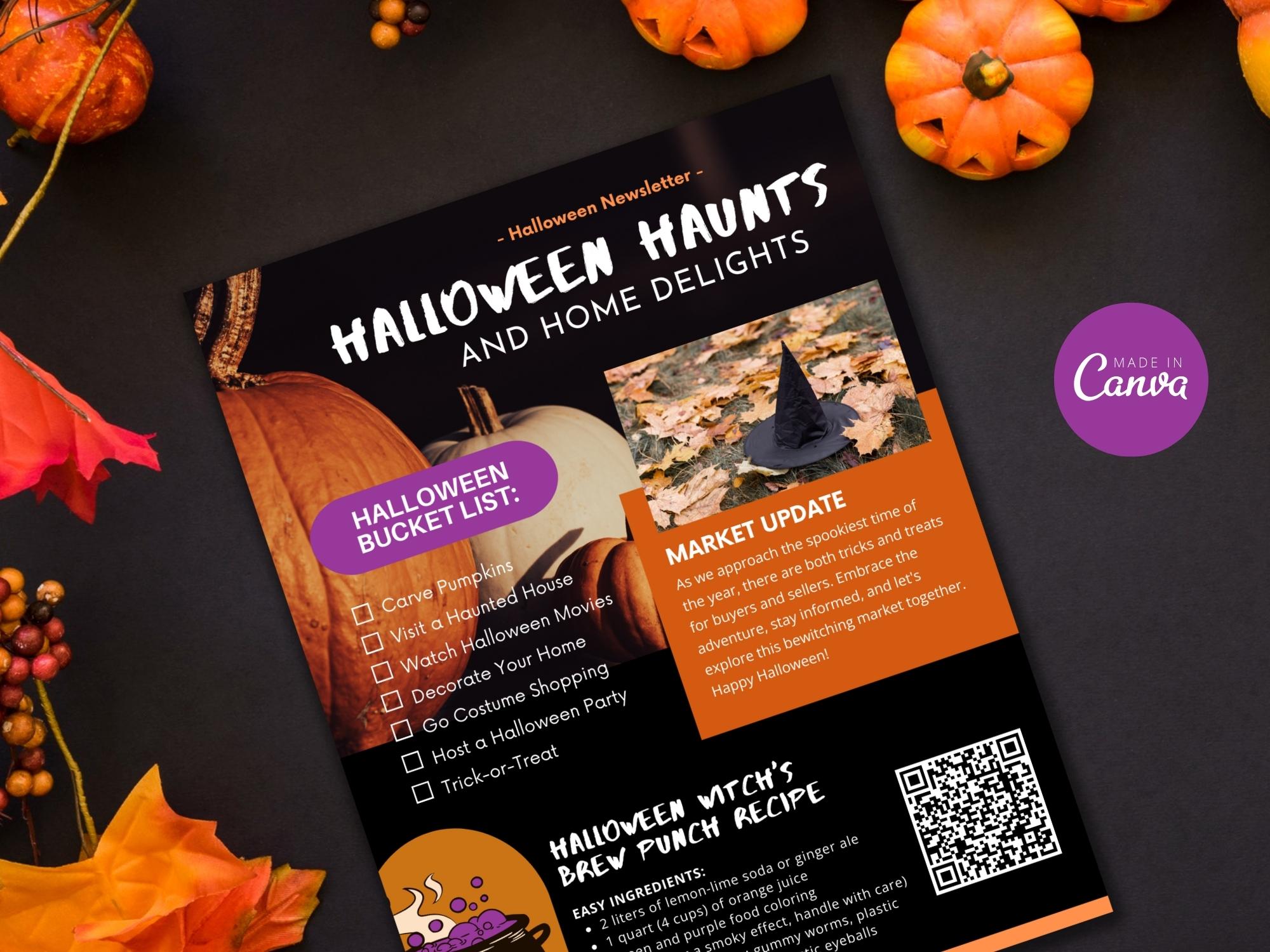 Real Estate Halloween Newsletter 2023 - Creatively designed newsletter template with a touch of Halloween flair for festive and engaging client communications during the spooky season.