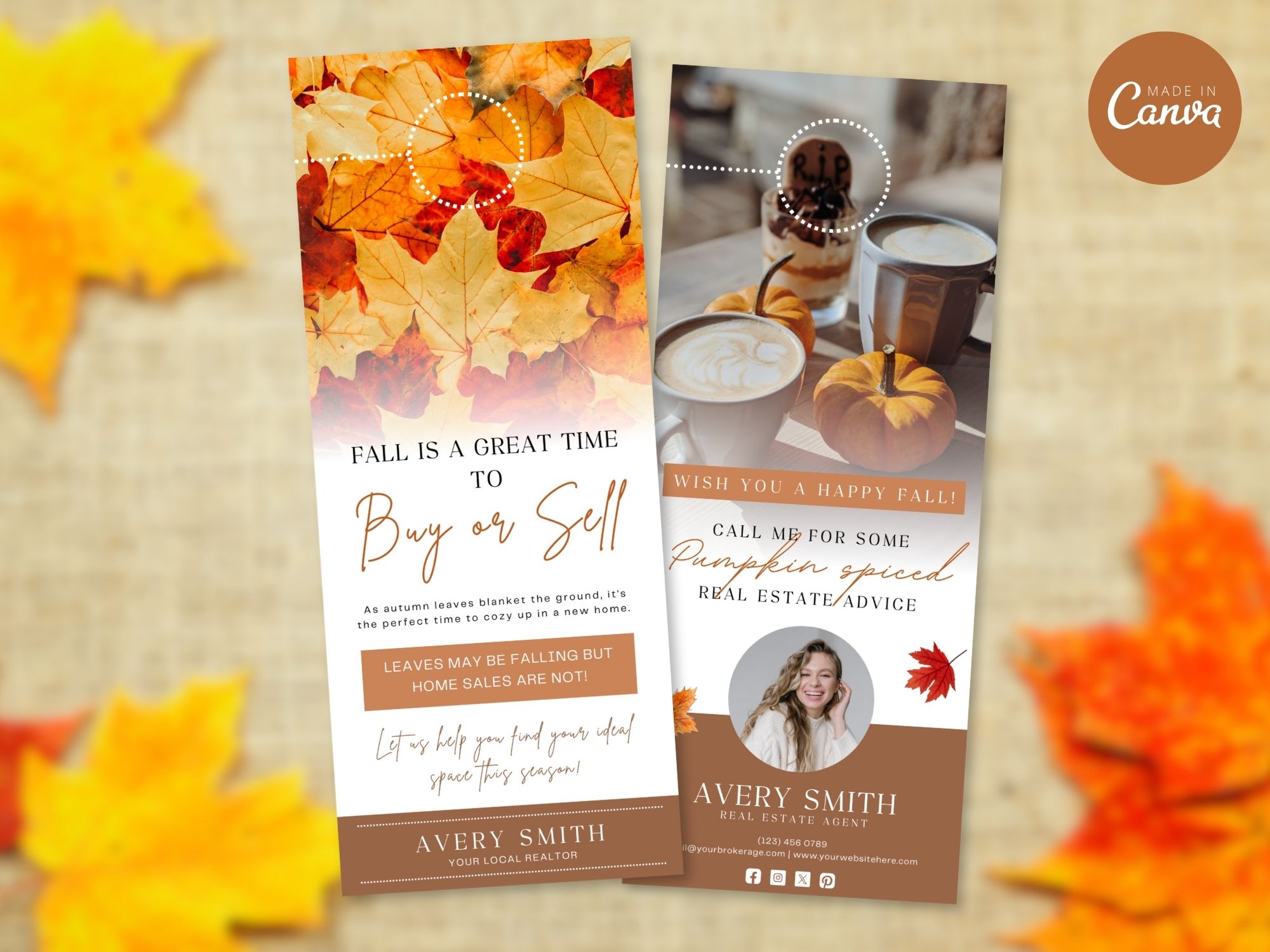 Fall Door Hangers Vol 02 - Vibrant and seasonal door hangers for fall-themed marketing.