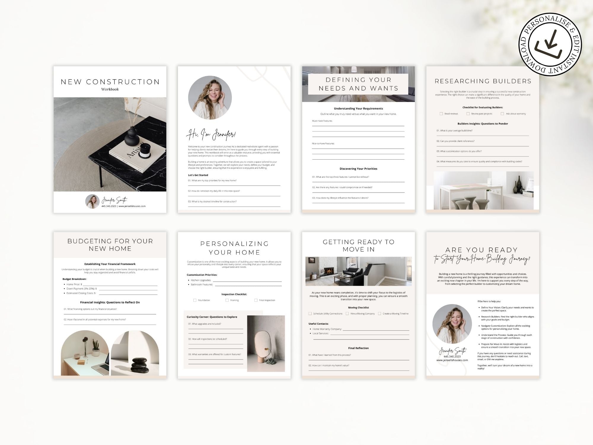 Minimal New Construction Workbook for realtors, helping clients navigate the home-building
process.