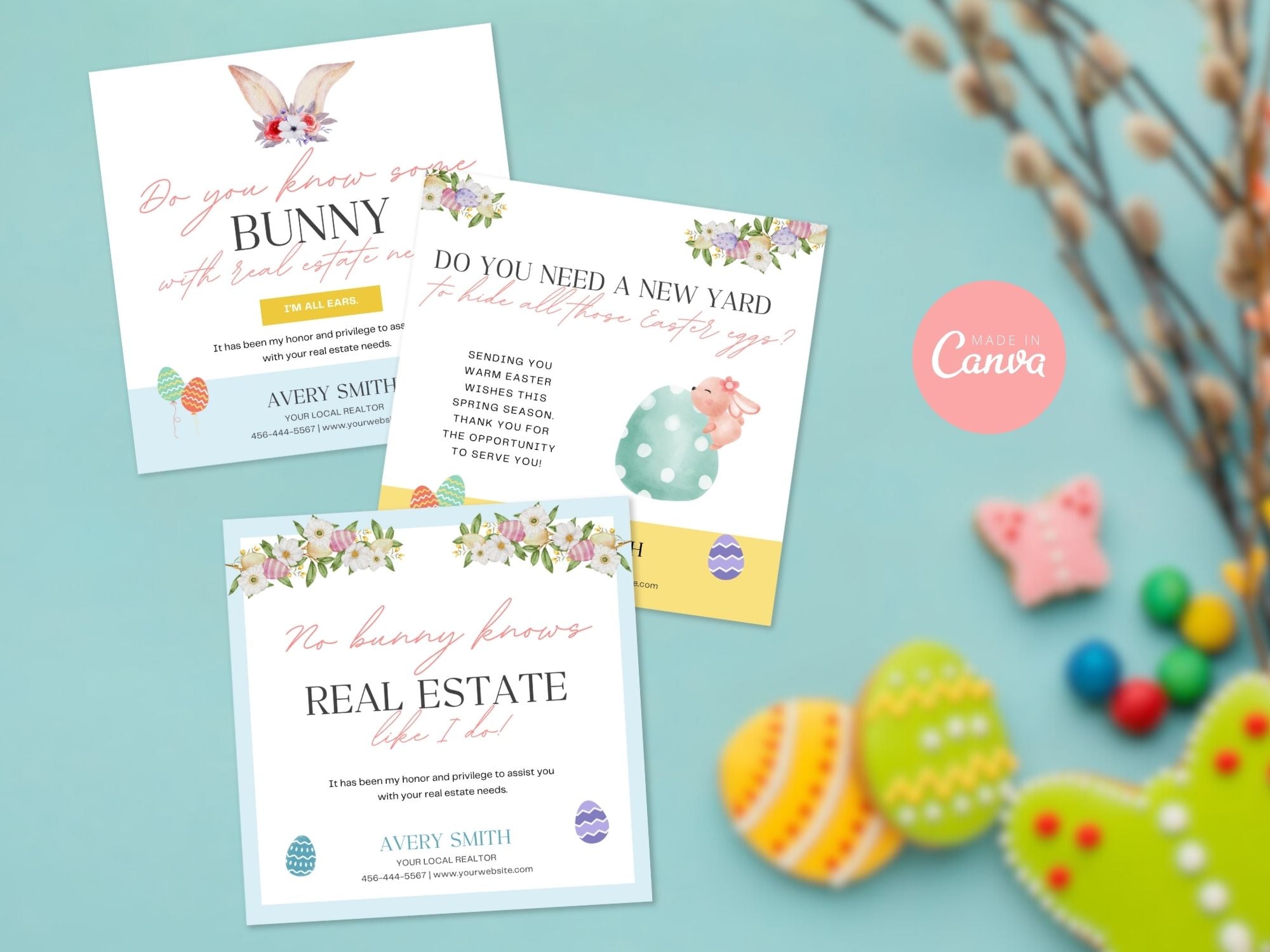 Easter Pop By Tags Bundle - Vibrant and festive pop-by tags for personalized real estate marketing during the Easter season.