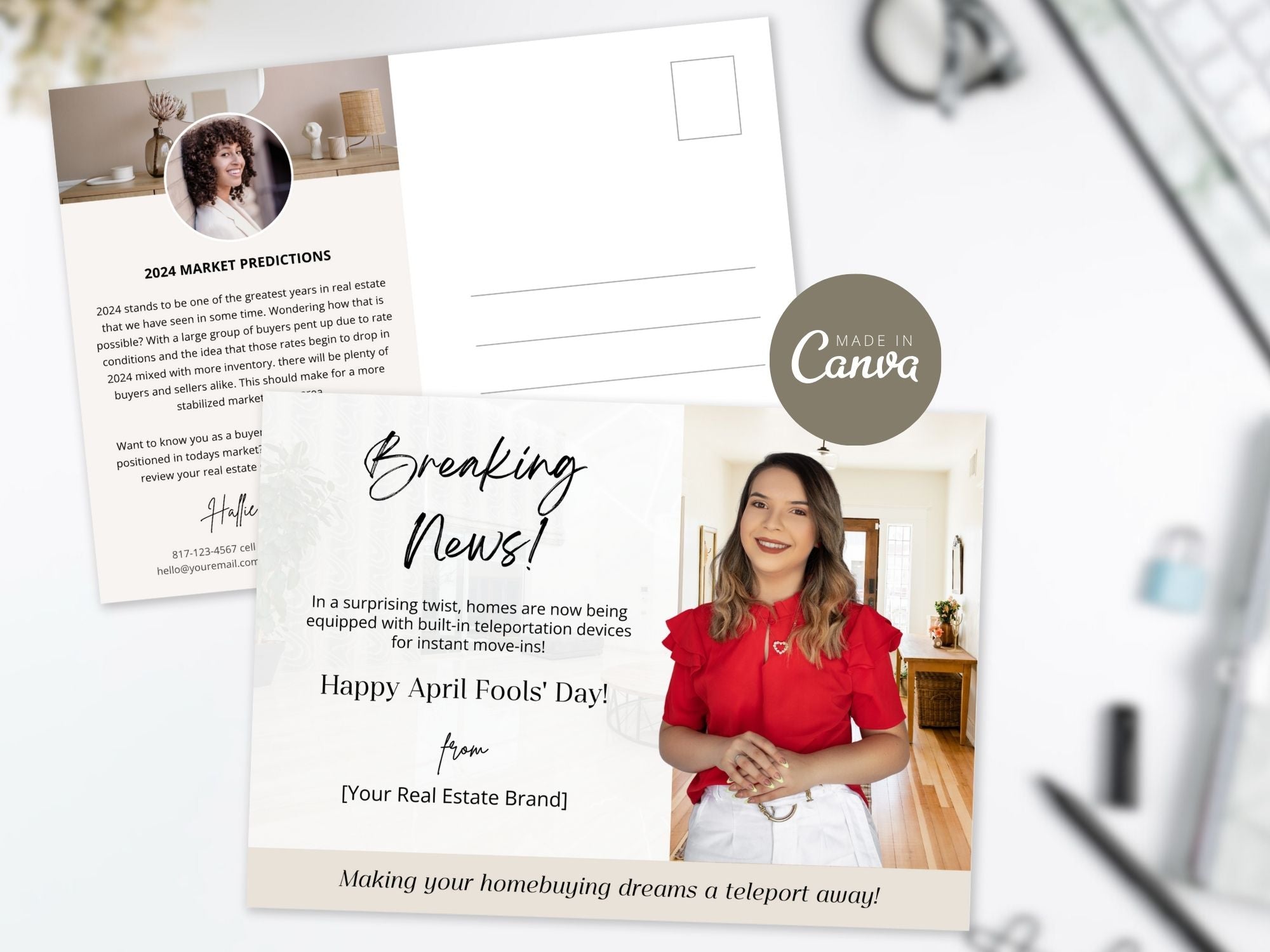 April Fool Joke Postcards - Professionally designed real estate postcards for lighthearted and playful communication during the April Fool's season.
