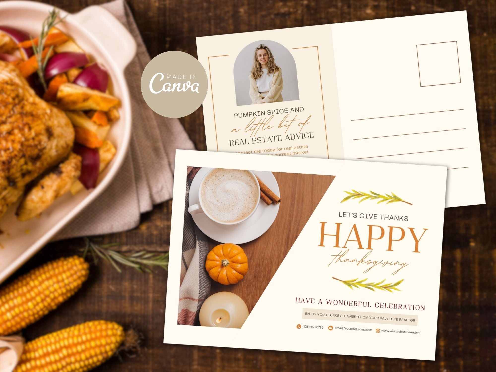 Real Estate Thanksgiving Postcard Vol 01 - Beautifully crafted postcard for expressing gratitude and conveying warm wishes during the Thanksgiving holiday season