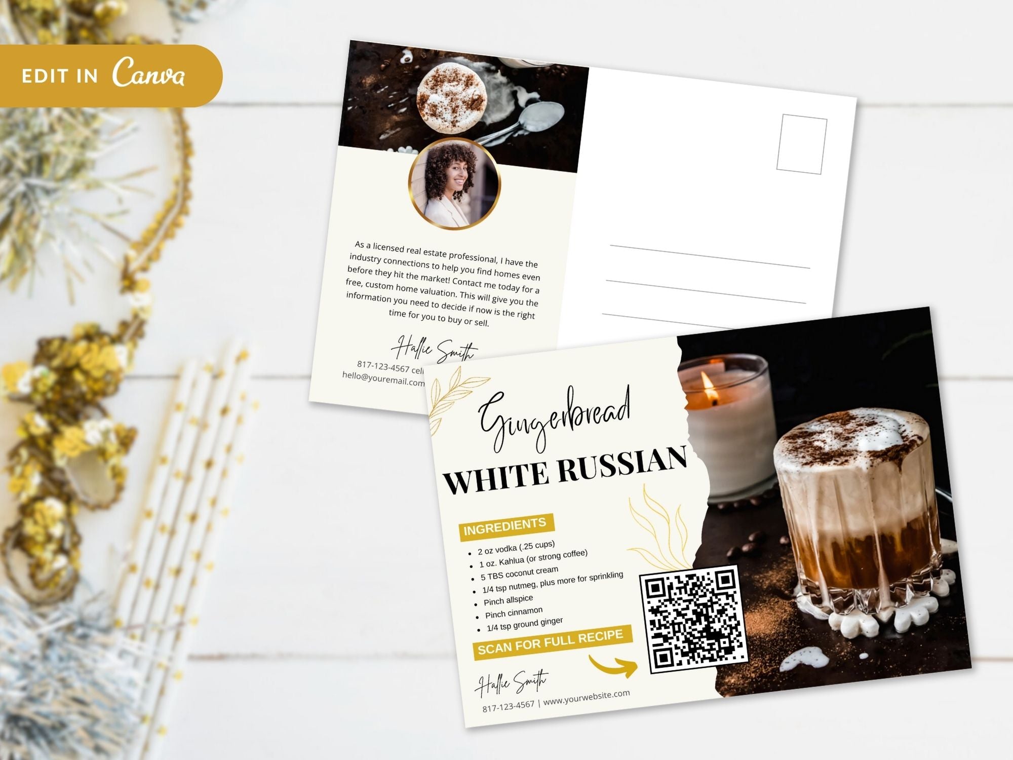 Real Estate New Year Recipe Postcard Bundle: Spreading Culinary Inspiration and Warm New Year Greetings to Clients and Prospects