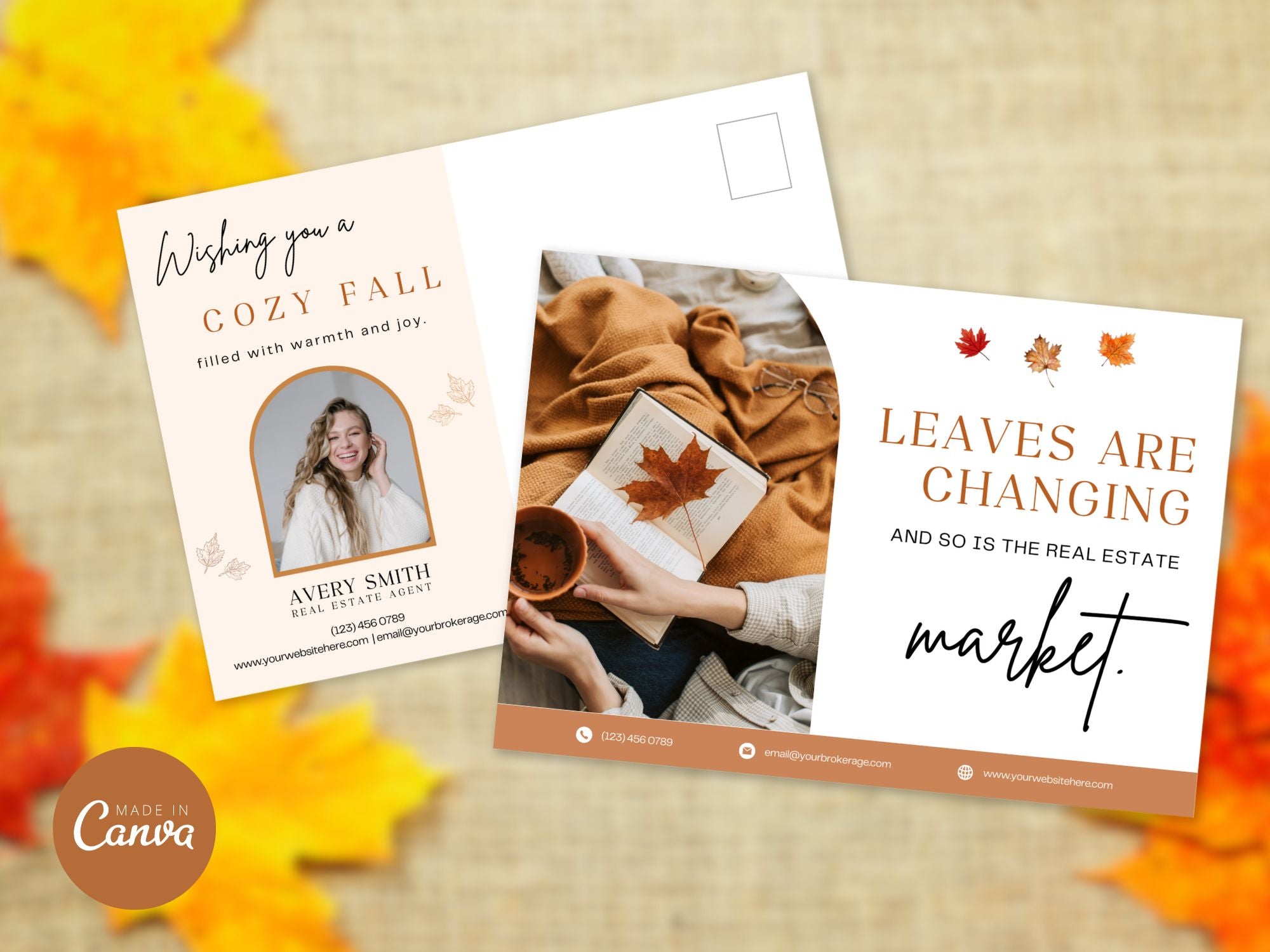 Fall Postcard Bundle Vol 02 - Autumn-themed postcards designed for real estate marketing.