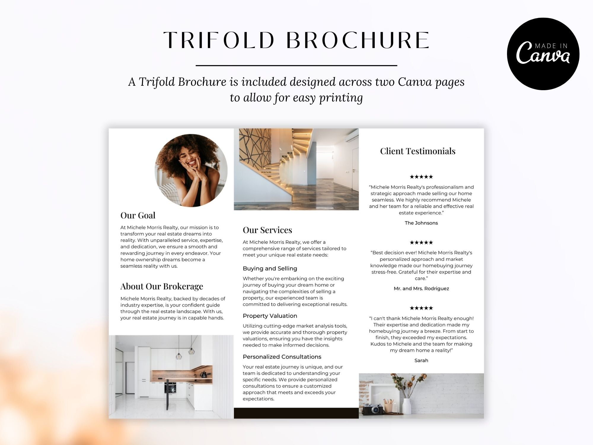 Why Work With Us Trifold Brochure - Black - Professionally designed real estate brochure showcasing the advantages of choosing our services.