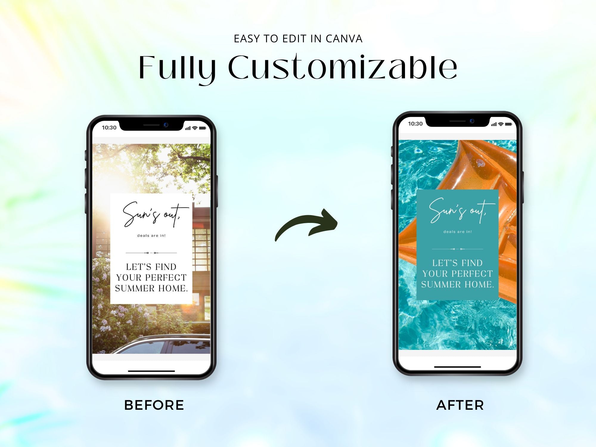 Instagram reel templates for real estate agents with summer themes