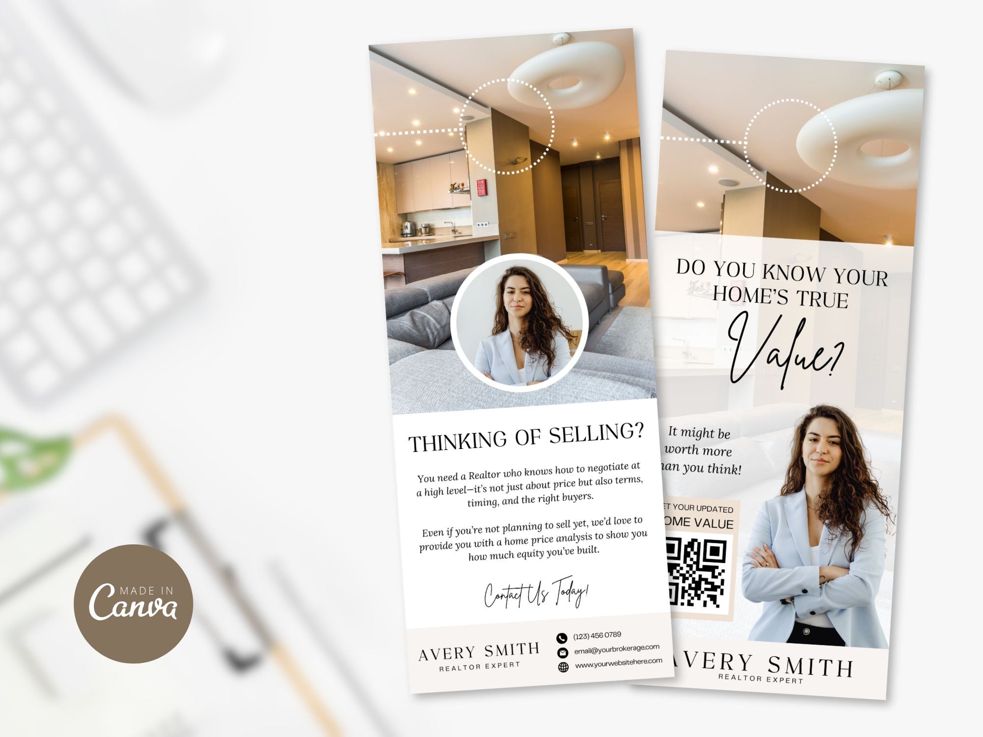 Real estate CMA door hanger offering free home value estimate