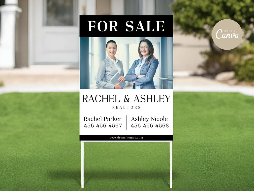  Black Multiple Agents Yard Sign (18 x 24)- Sleek and durable yard sign for showcasing multiple  agents.