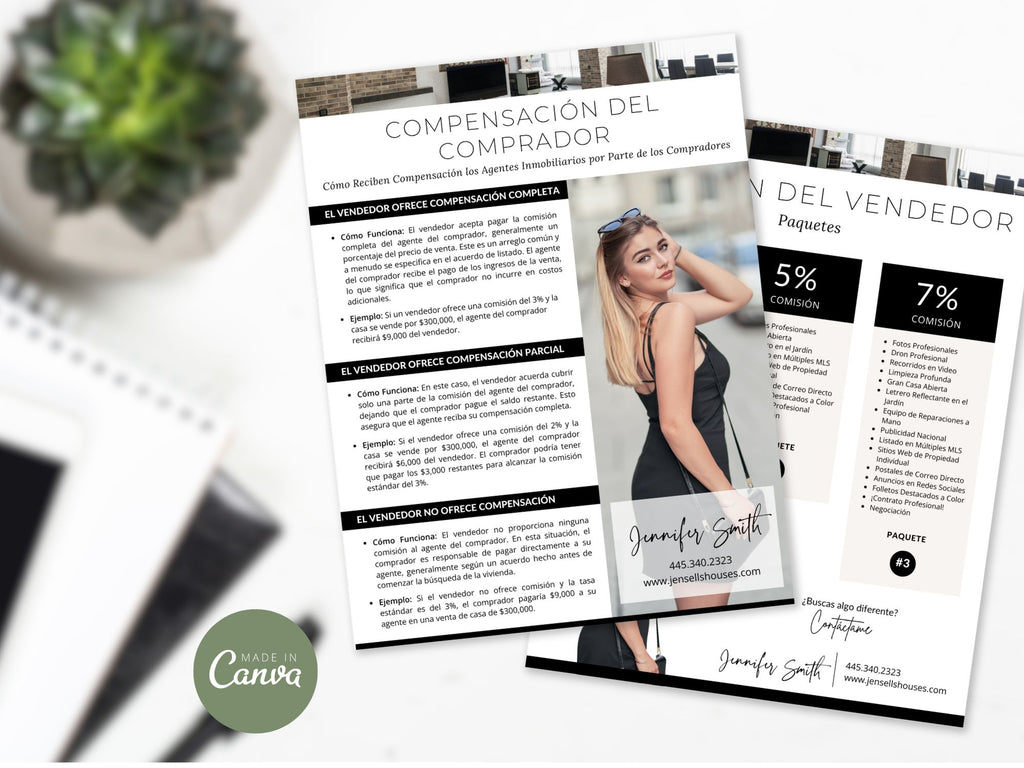 Spanish Agent Commission Bundle Vol 02 - Real estate documents in Spanish explaining
commission structures and services for agents.