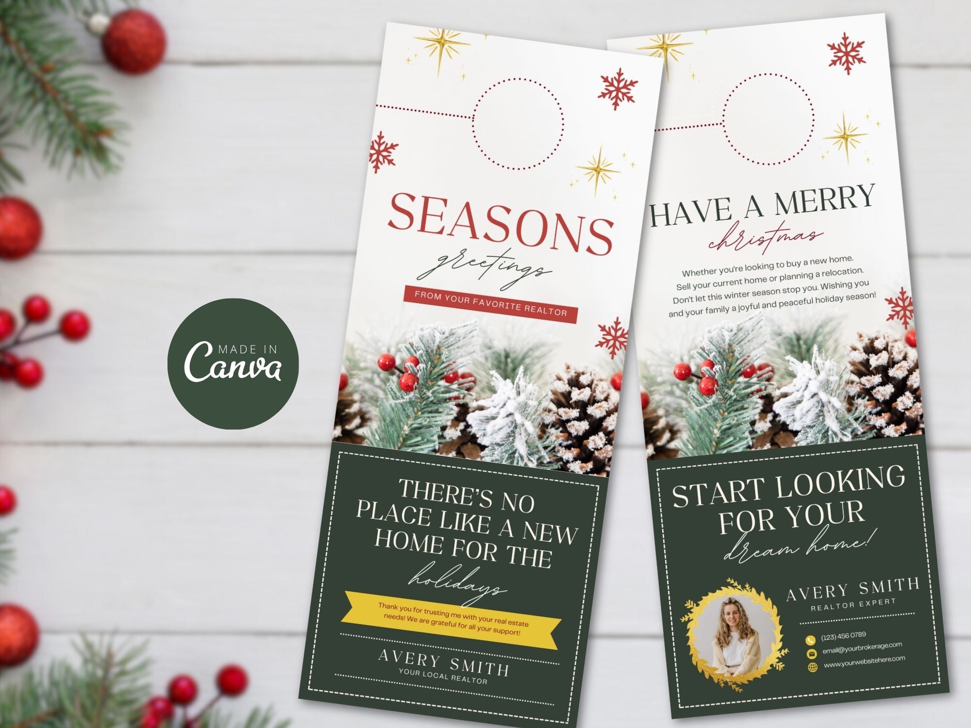 Real Estate Seasons Greeting Christmas Door Hanger - Green: Deck the Doors with Festive Holiday Greetings for Clients and the Community