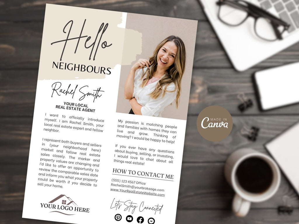 Hello Neighbors Real Estate Letter Vol 03 - Professionally designed real estate letter template for fostering connections with your community.